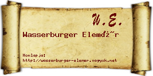 Wasserburger Elemér névjegykártya